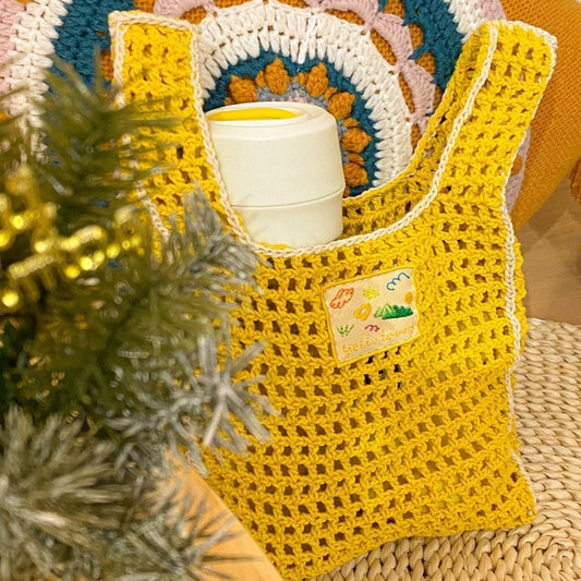 點點金光 針織手提袋