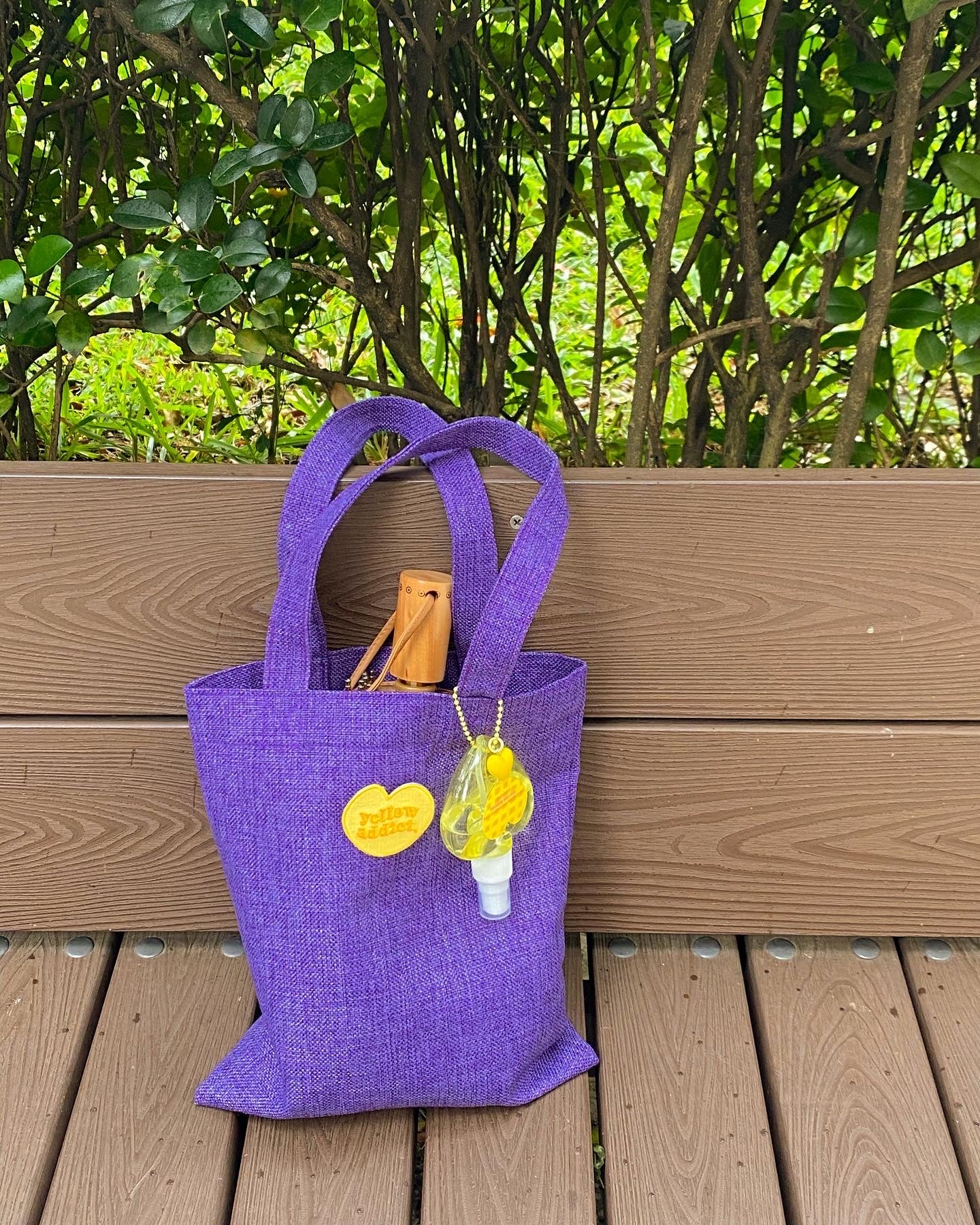 yellow addict 愛心刺繡提袋